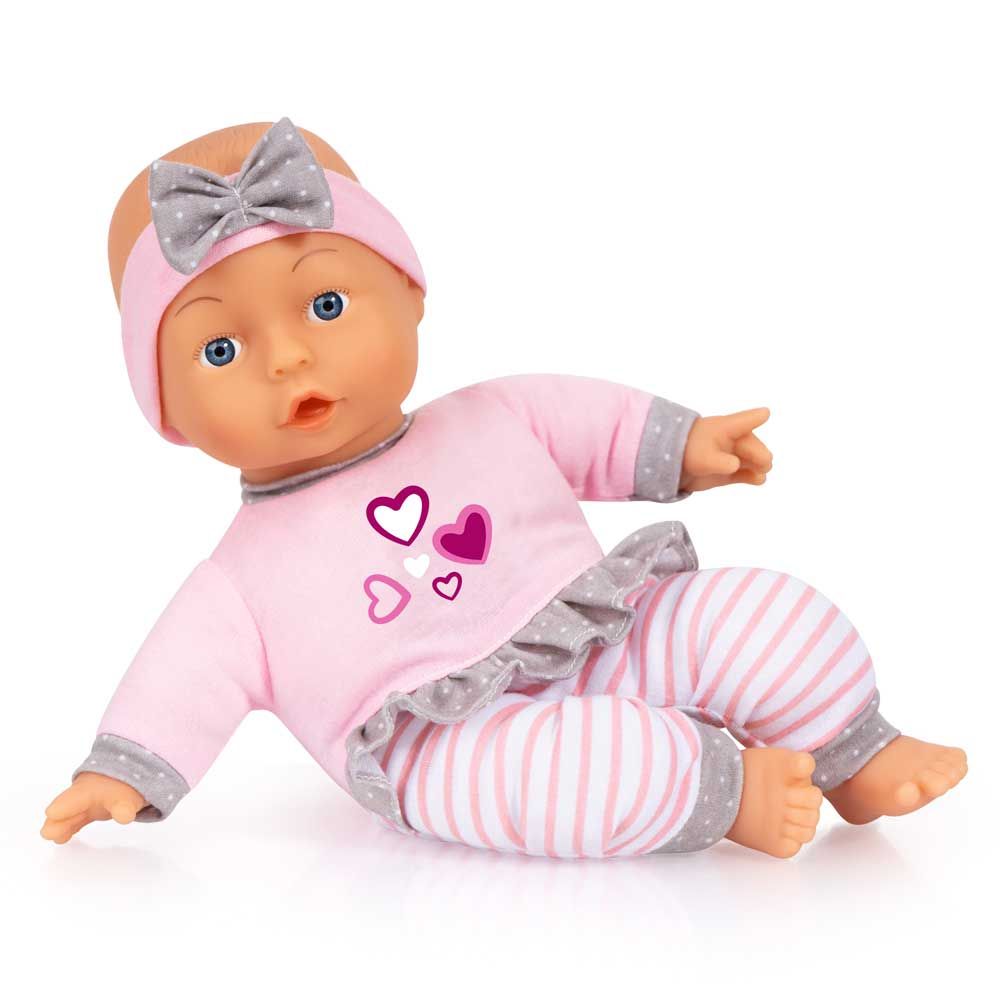 Bayer Кукла с меко тяло 30 см. My First Baby със сива панделка