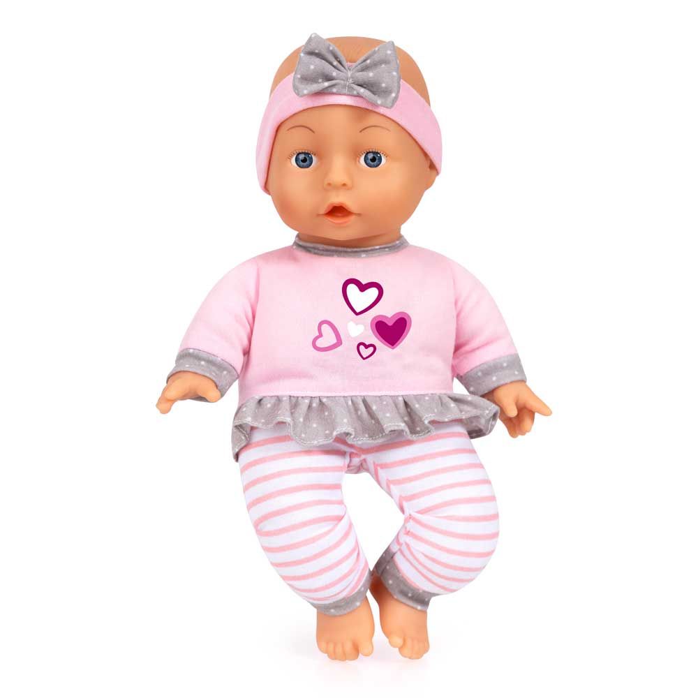 Bayer Кукла с меко тяло 30 см. My First Baby със сива панделка