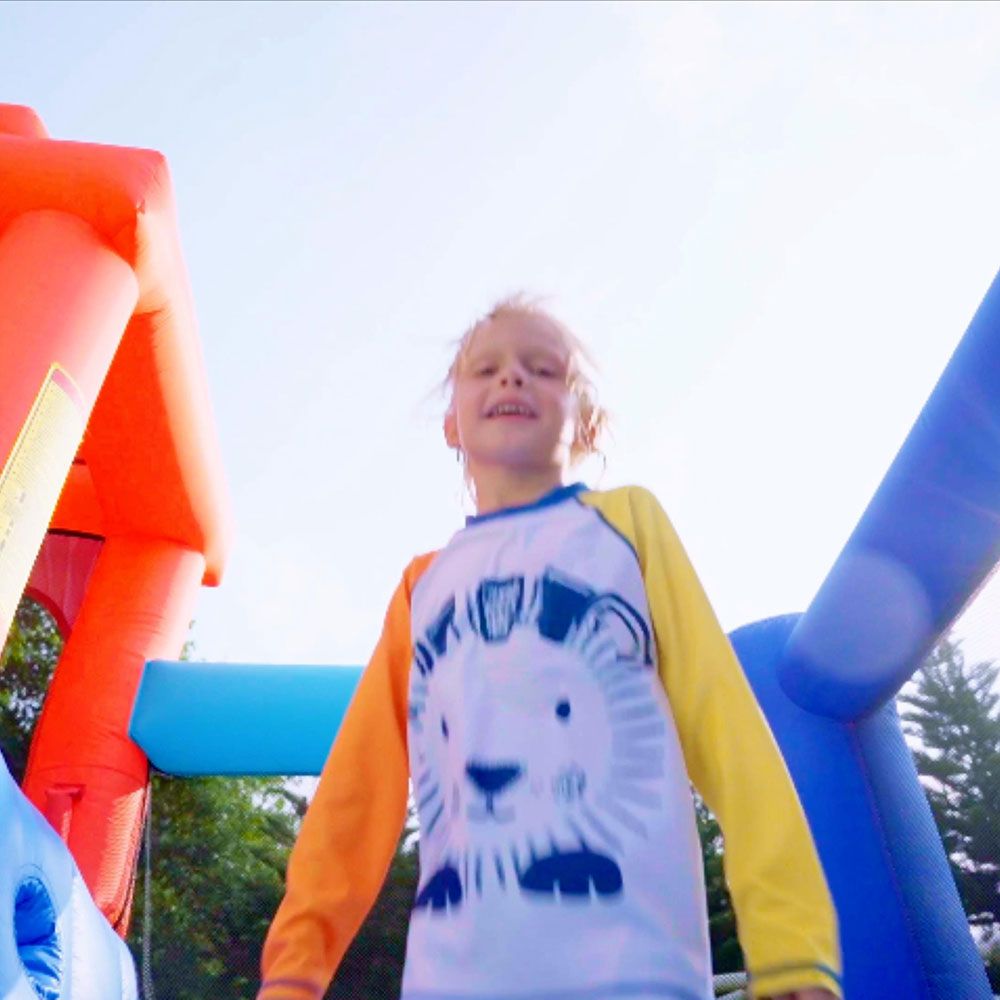 HAPPY HOP Trampoline castle with slide 400x280x265