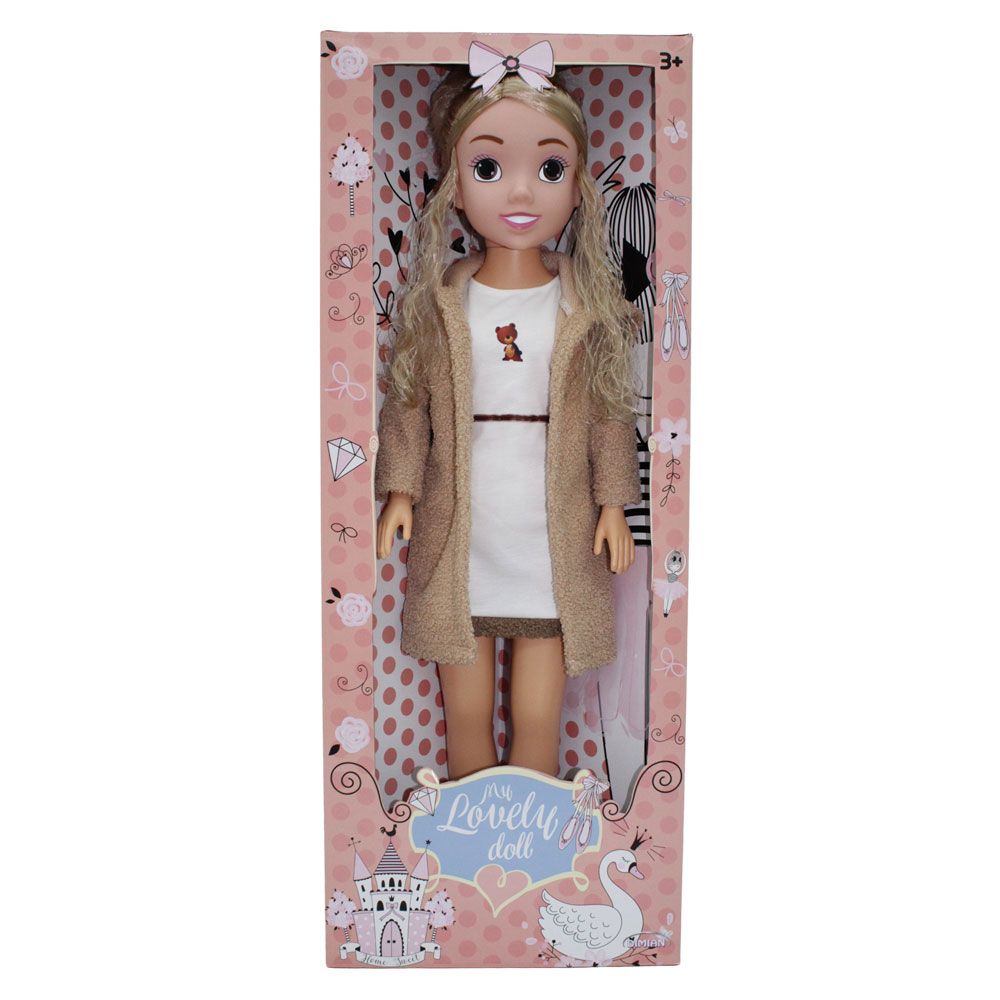 BAMBOLINA Doll with coat and dress teddy bear 80cm