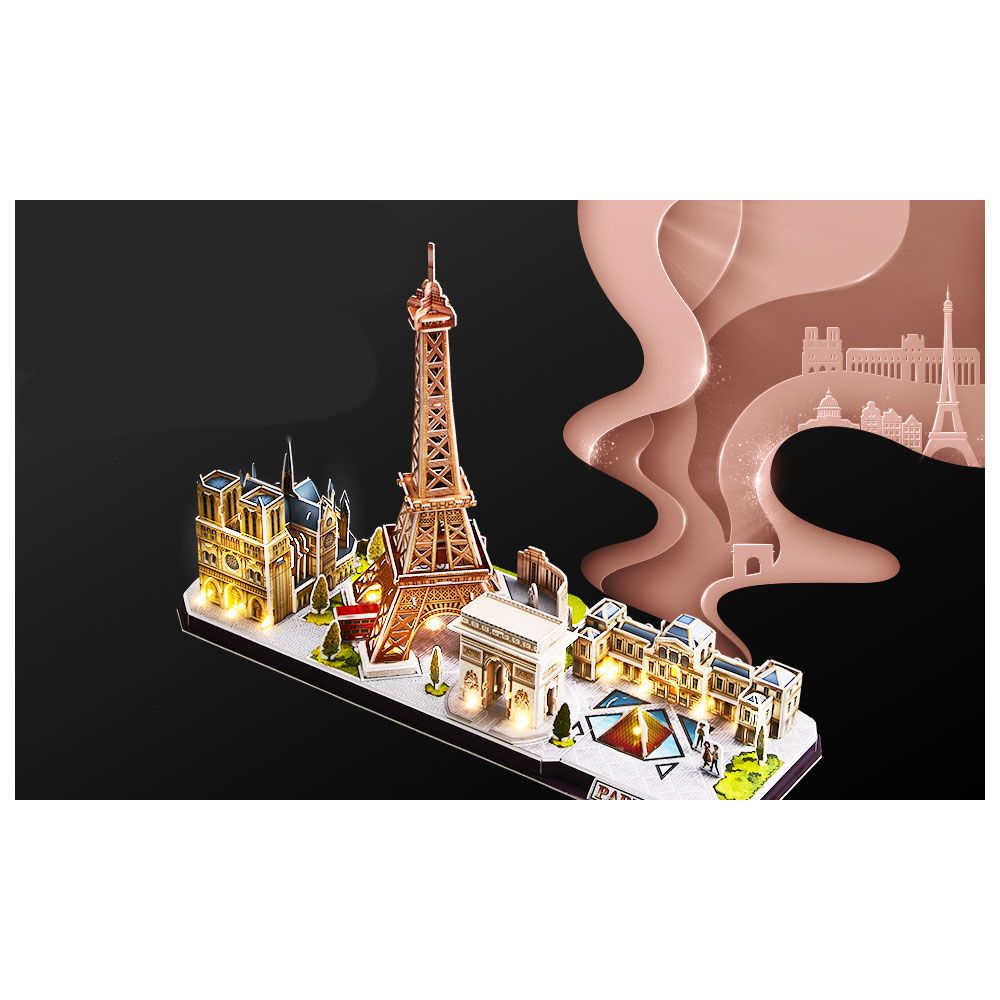 CubicFun Пъзел 3D City Line Paris 115ч. с LED светлини