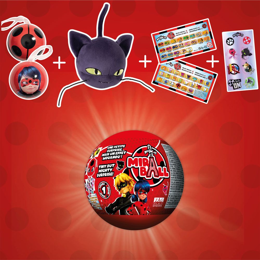 MIRACULOUS Ladybug and Cat Surprise Plush Toy Ball Miraball M14025/14007