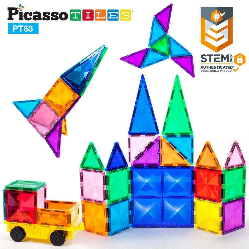 Picasso Magnetic Construction Set 63 pieces with wheel base
