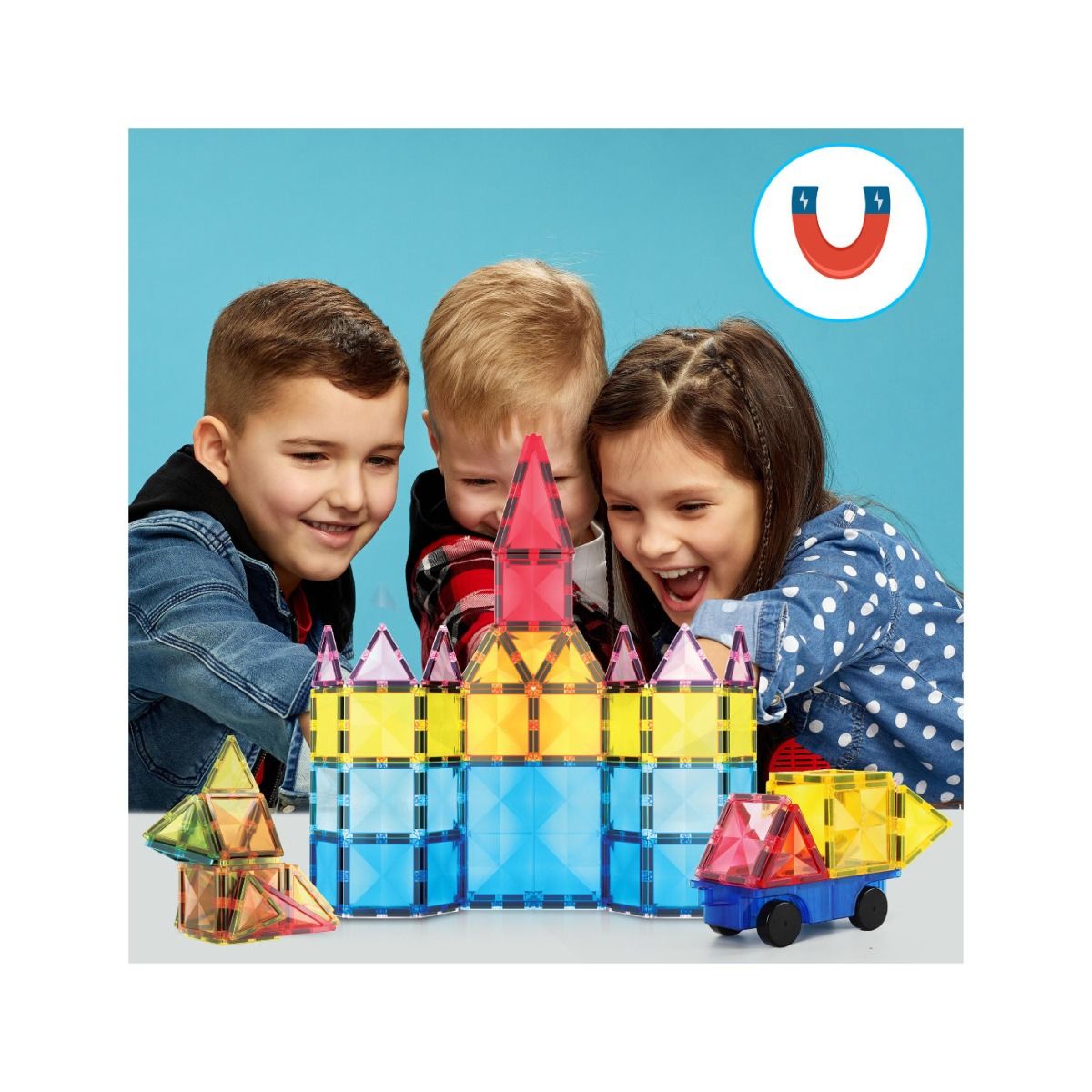 Picasso Magnetic Construction Set 63 pieces with wheel base