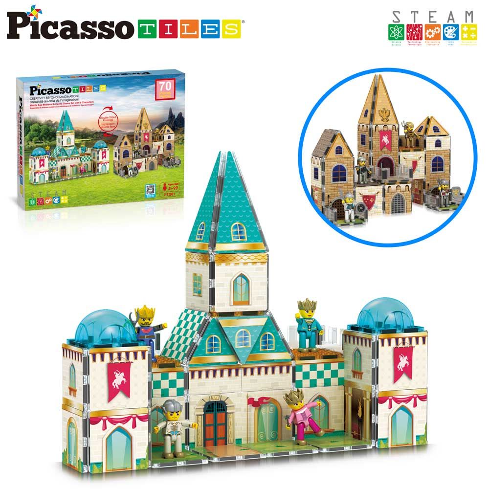 Picasso STEAM Magnetic constructor Medieval Castle - double-sided tiles 70 pieces