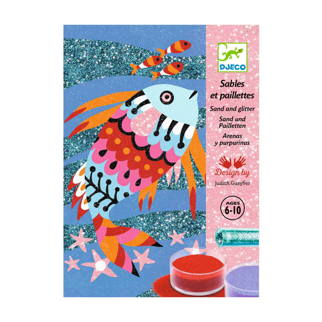Children’s set for coloring with colored sand fish