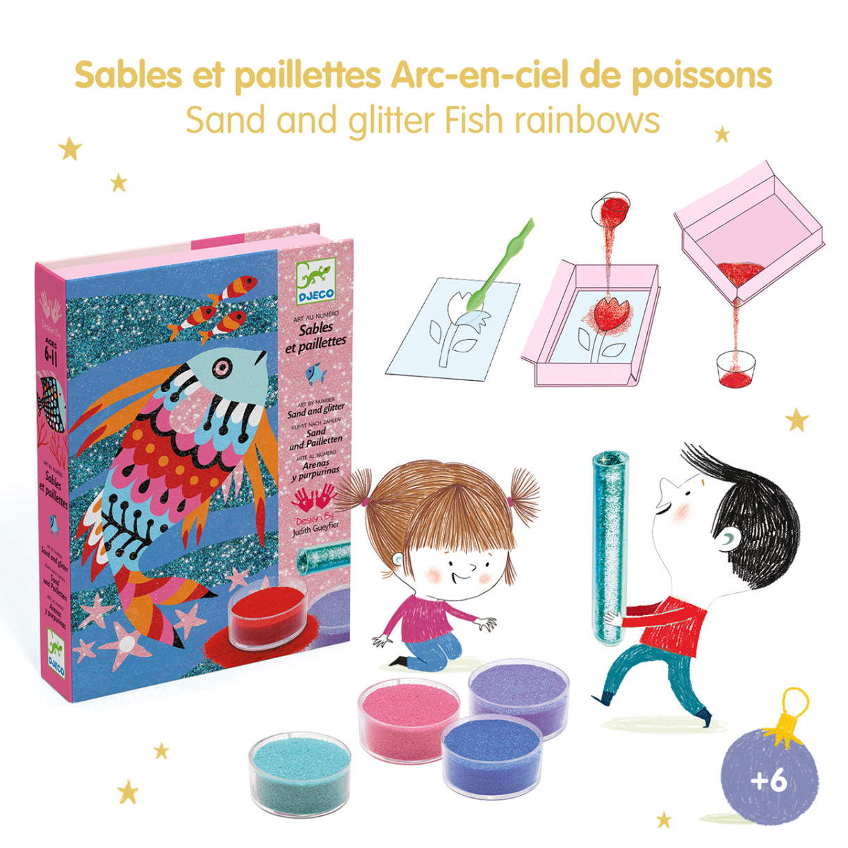 Children’s set for coloring with colored sand fish