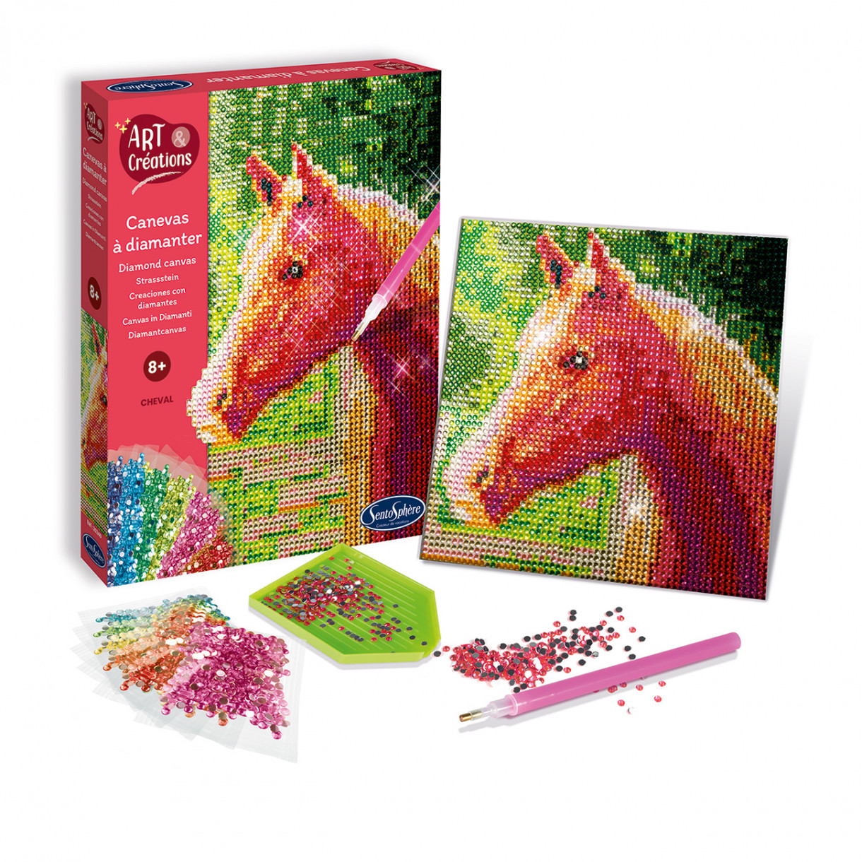 Canvas with colored pebbles horse