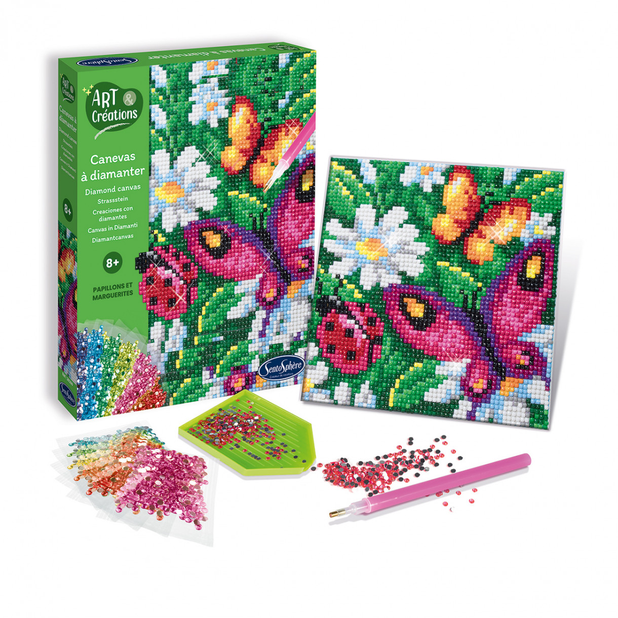 Canvas with colorful pebbles butterfly