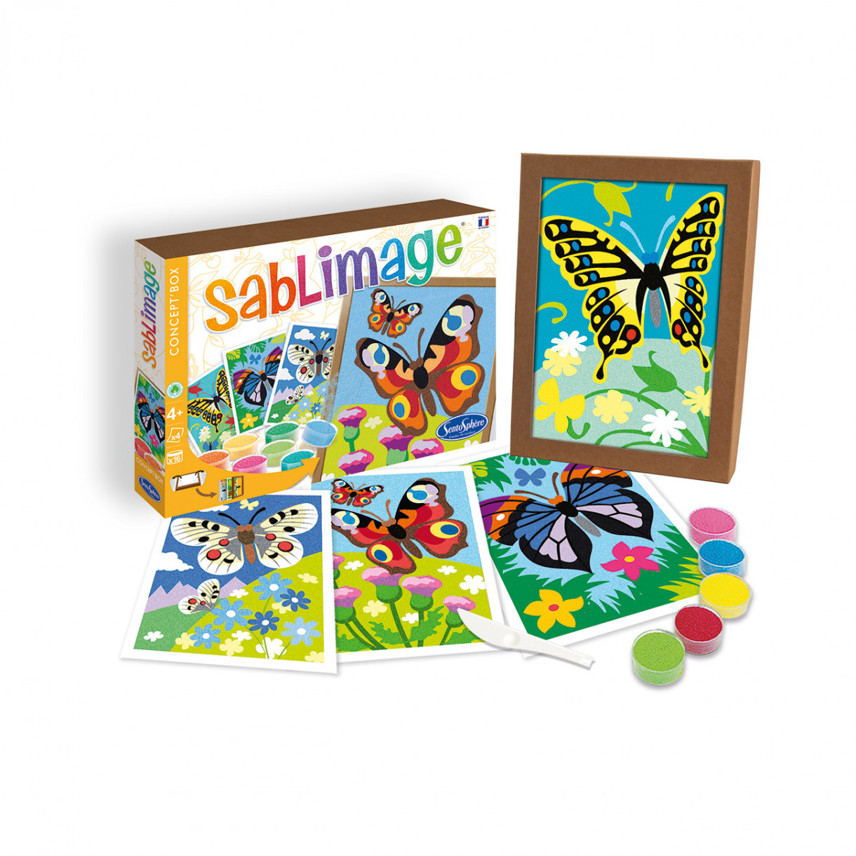 Color with colored sand butterflies