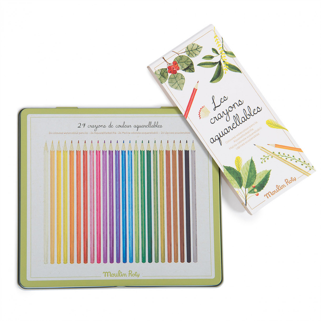 Set of watercolor pencils for coloring 24 colors