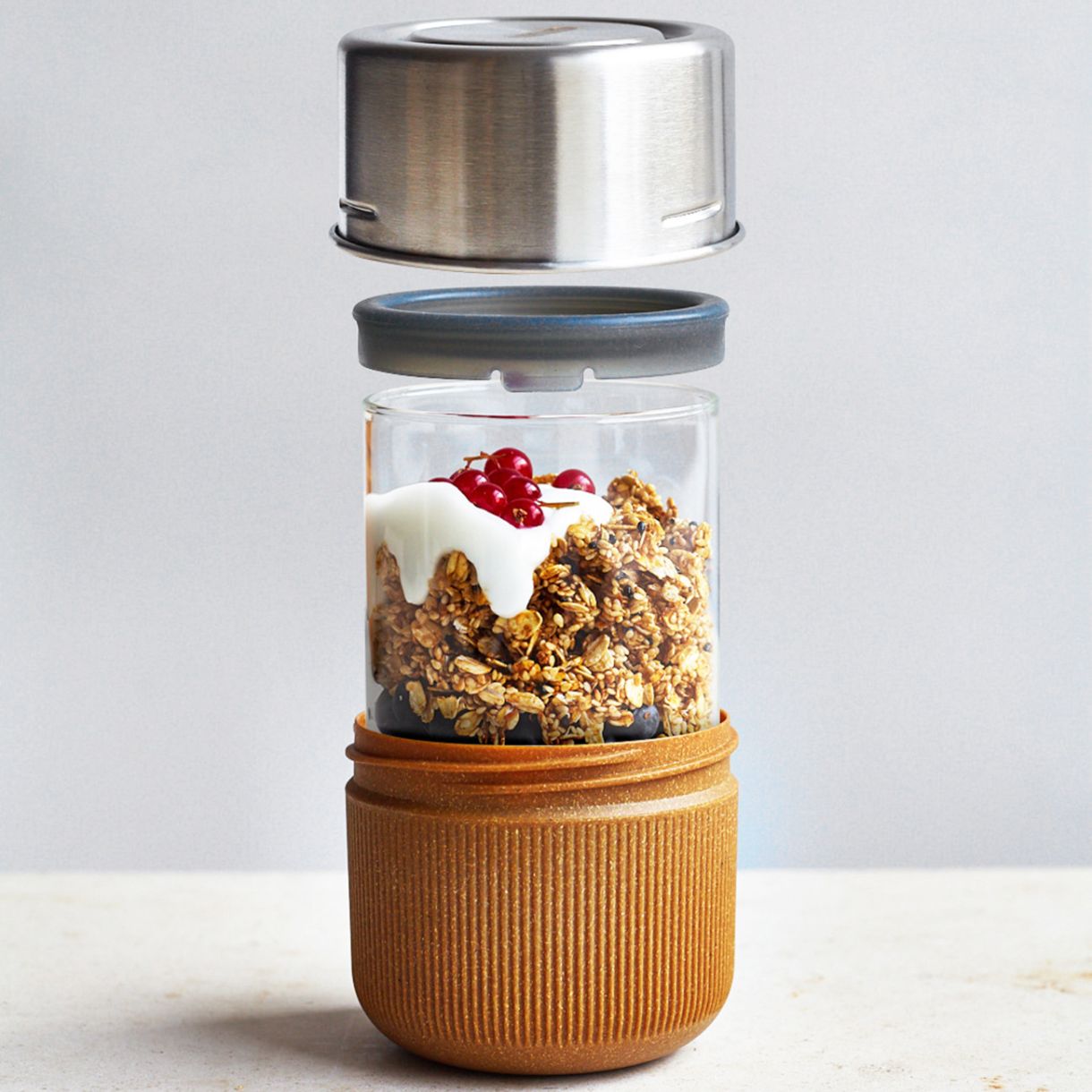 Glass lunch box 0.450l Almond color