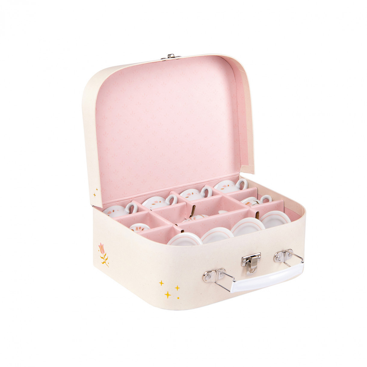 Porcelain tea set 11 pieces in a briefcase