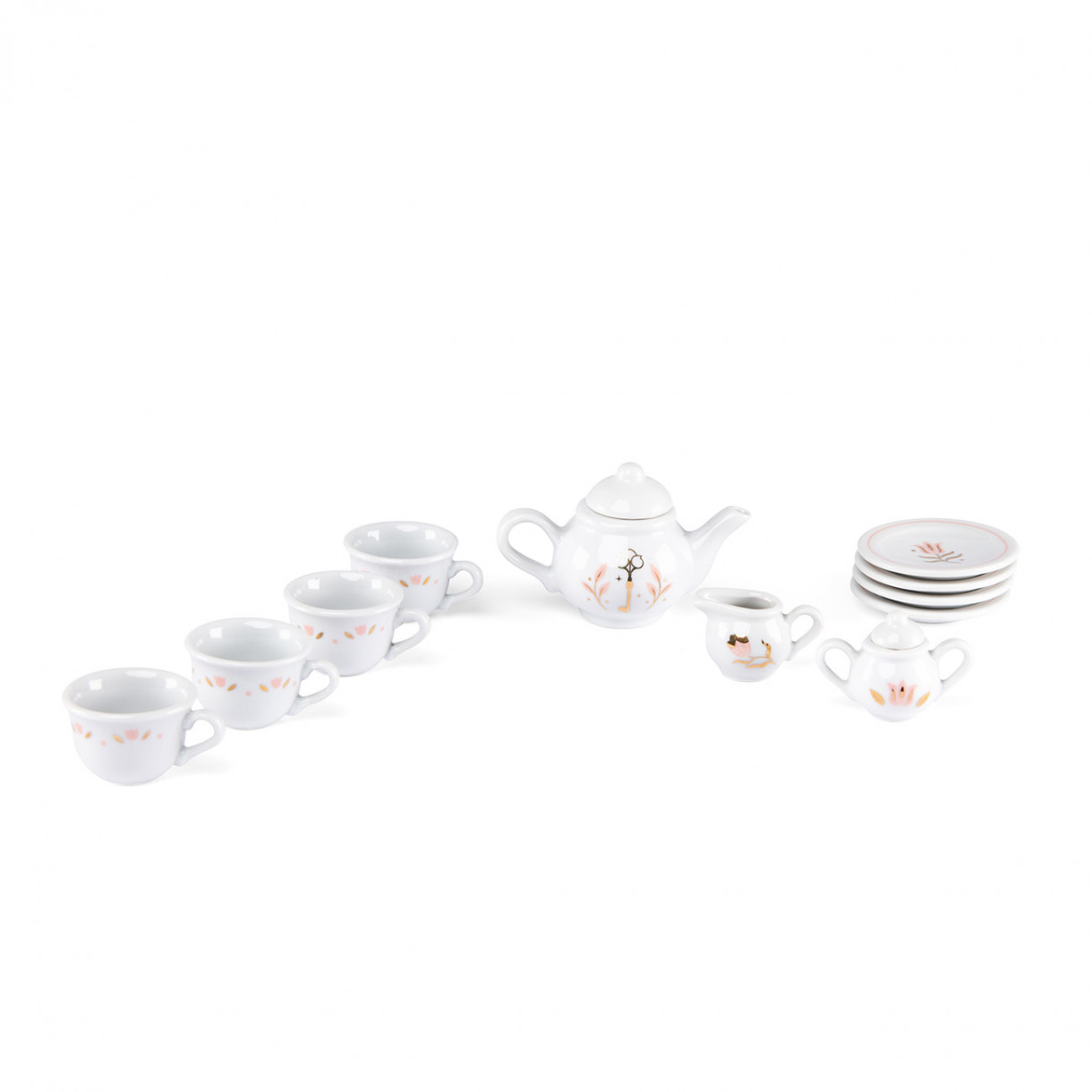 Porcelain tea set 11 pieces in a briefcase