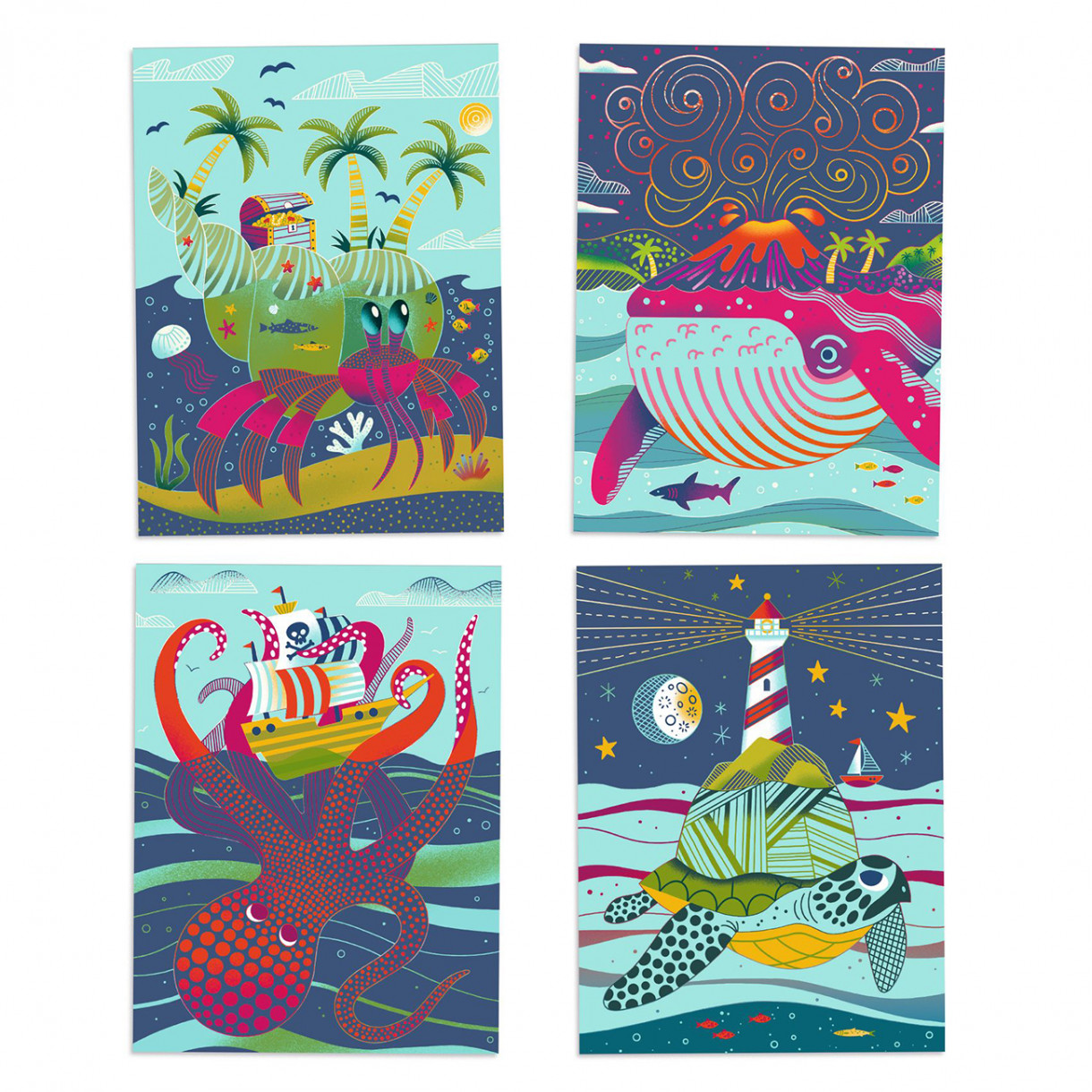 Sea creatures scratch cards