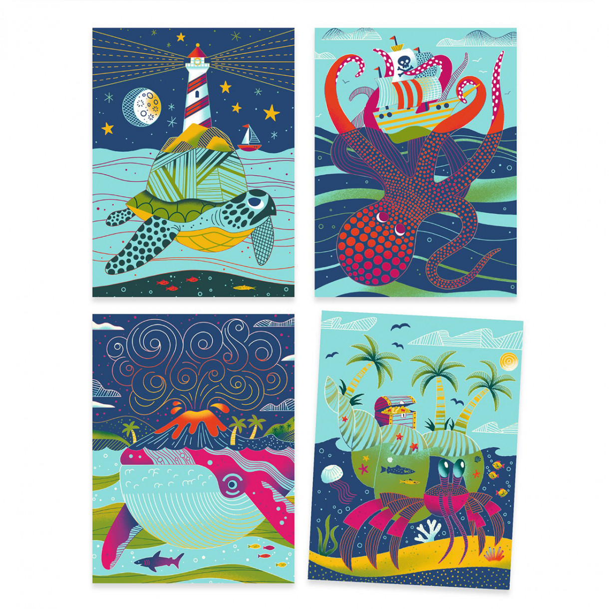 Sea creatures scratch cards