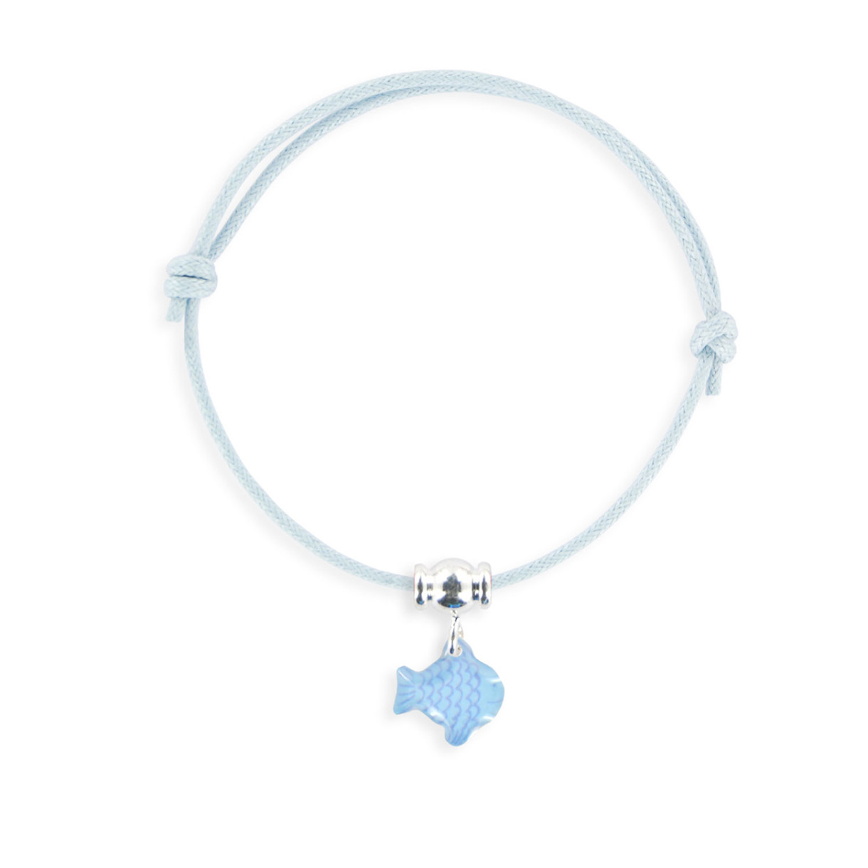 Silver fish cord bracelet