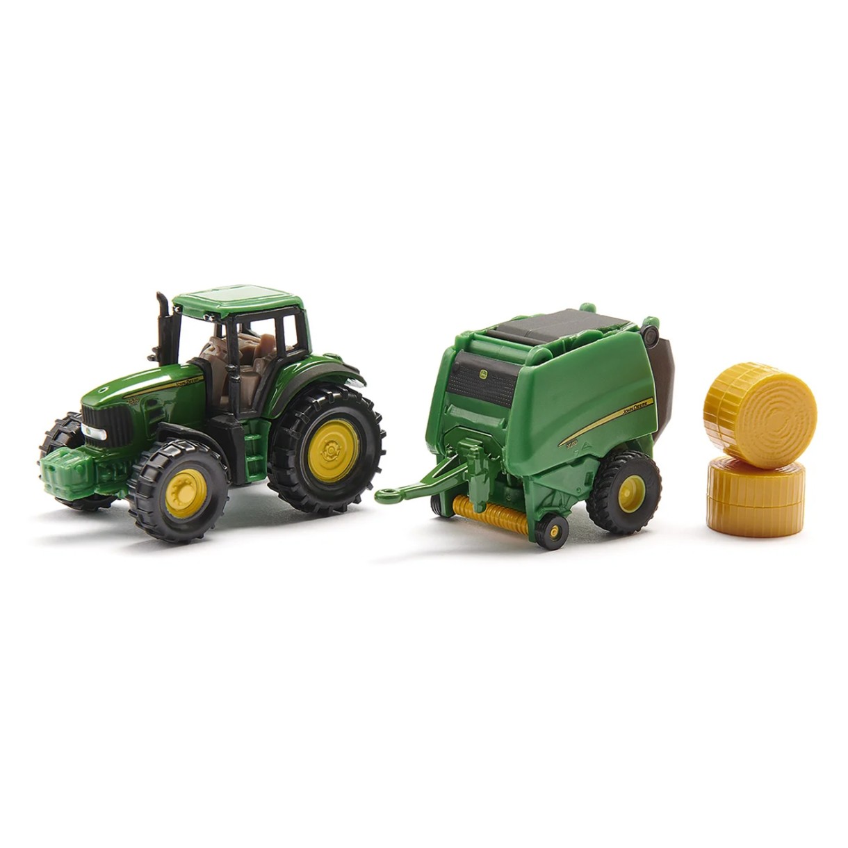 Трактор с ремарке и бали john deere