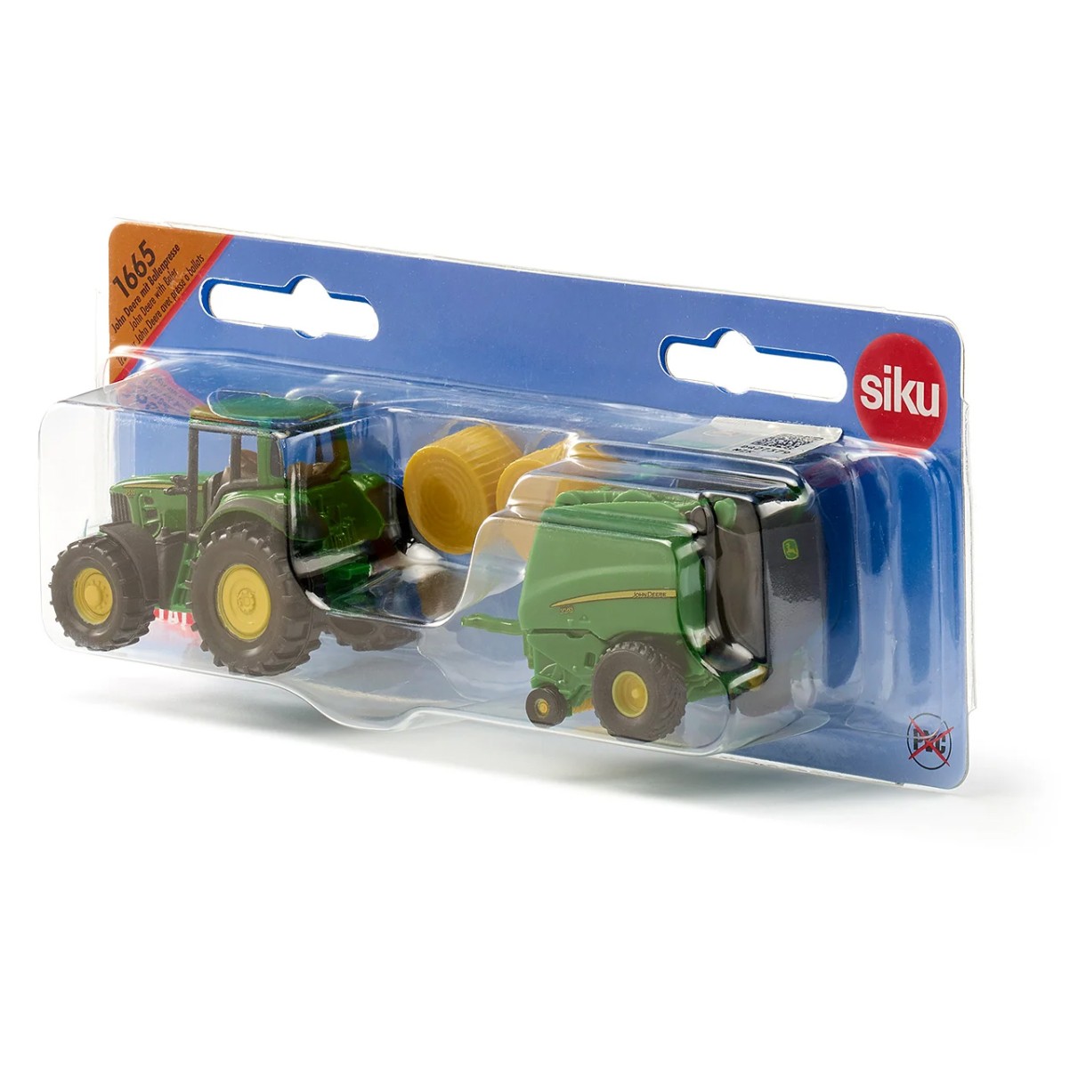 Трактор с ремарке и бали john deere