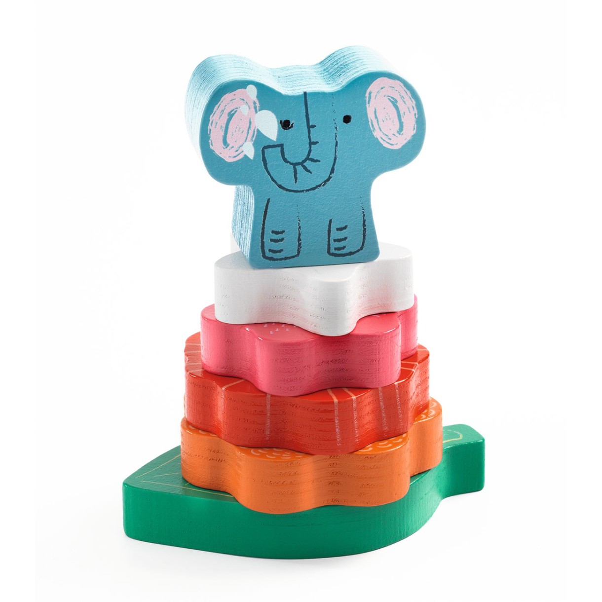 Wooden stacking puzzle elephant