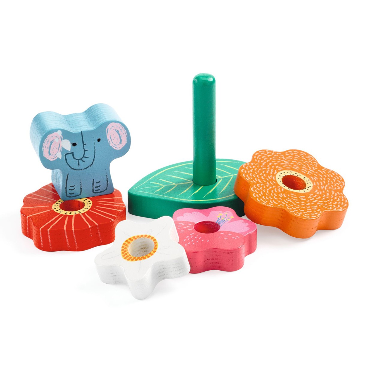 Wooden stacking puzzle elephant