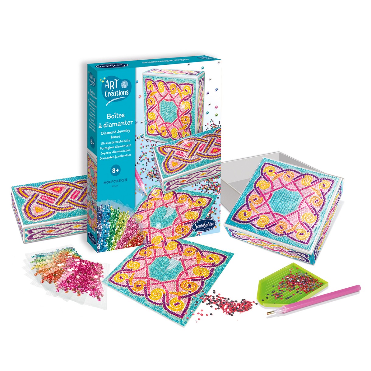 Направи кутии с цветни камъчета келтски мотиви