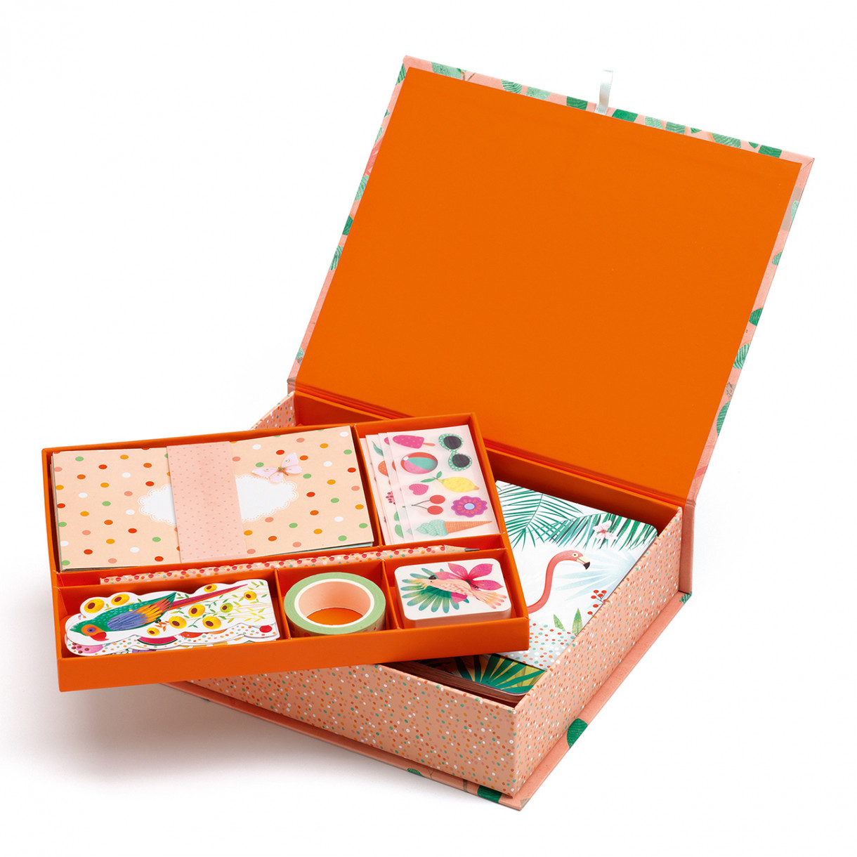A box of Marie cards, stickers and notebooks