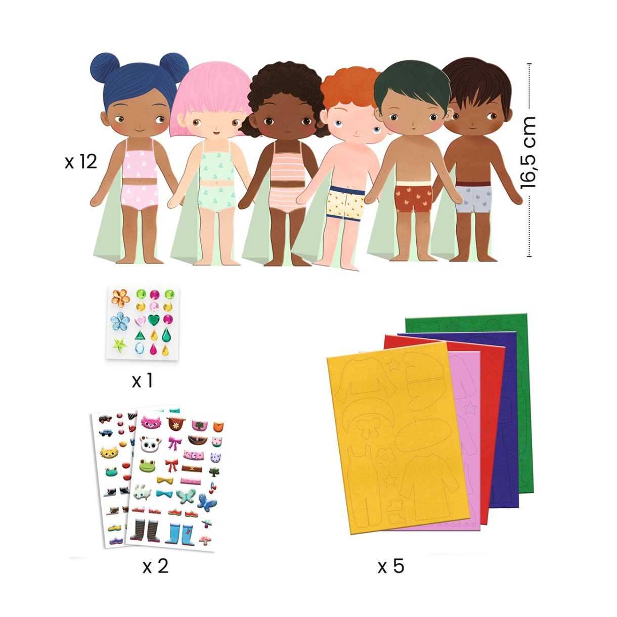 Collages dressed the doll in felt clothes