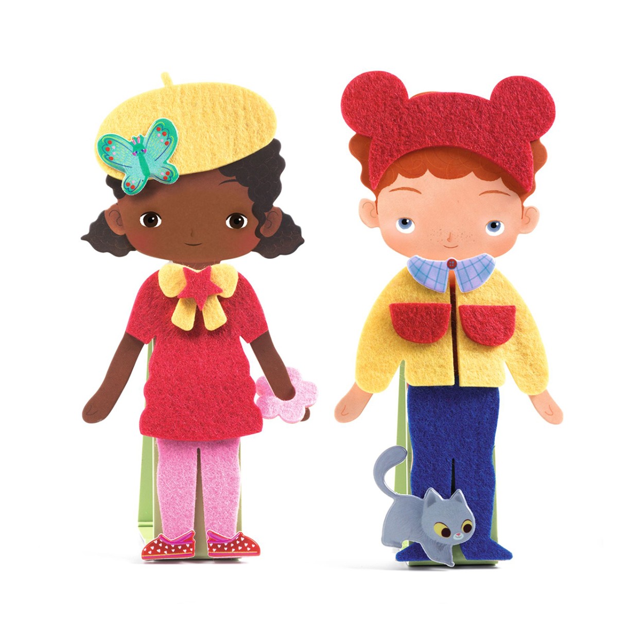 Collages dressed the doll in felt clothes