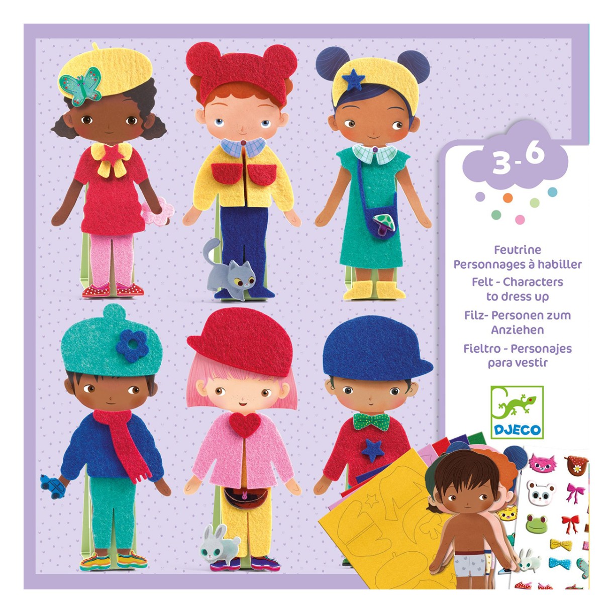 Collages dressed the doll in felt clothes