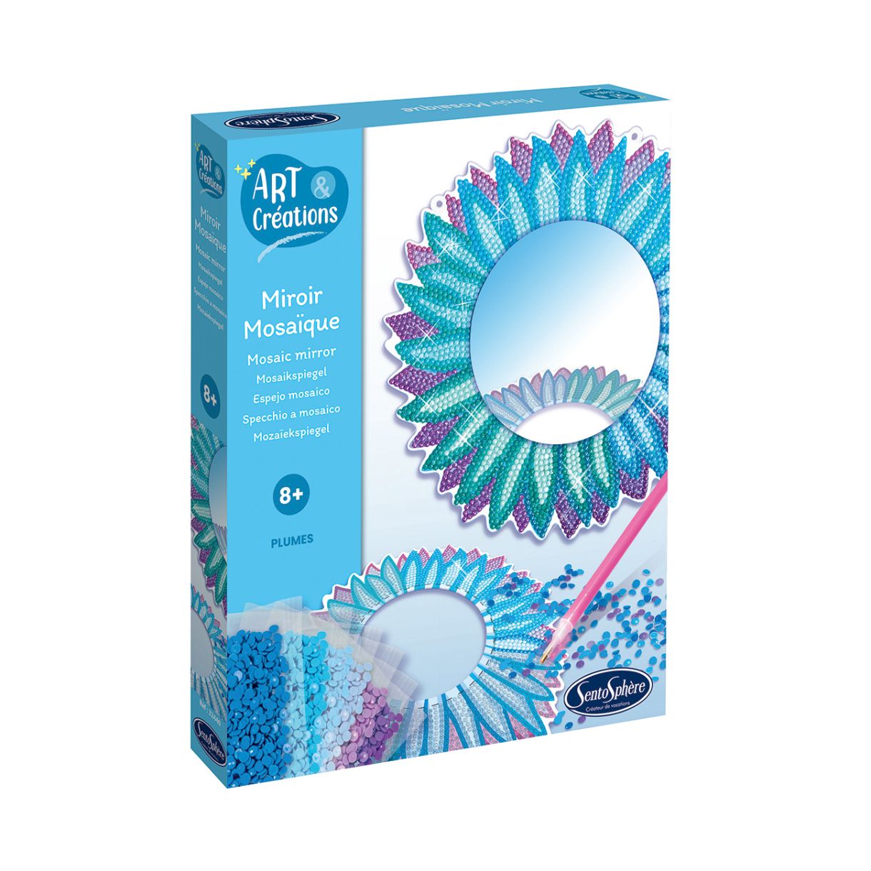 Make a mirror with diamond feathers
