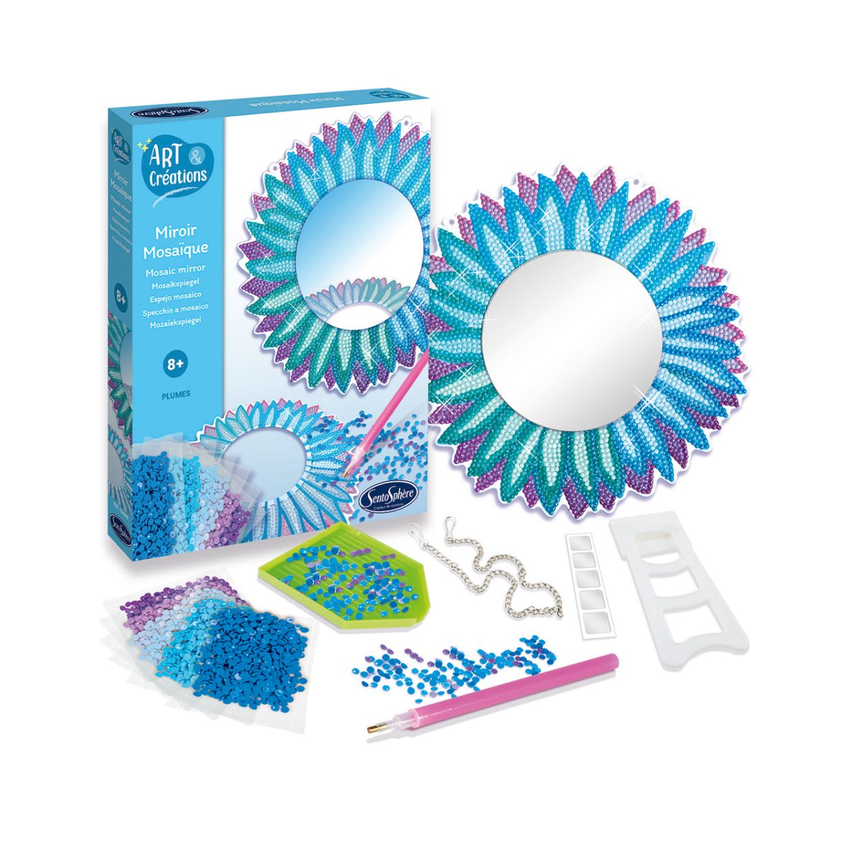 Make a mirror with diamond feathers