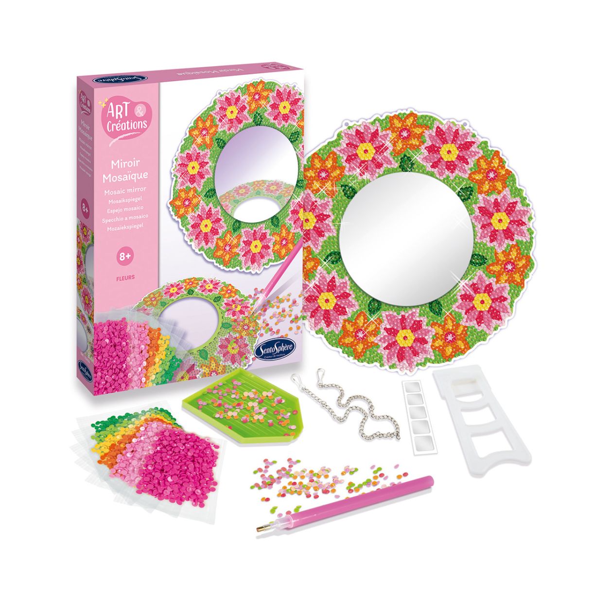 Make a mirror flower with diamond crystals