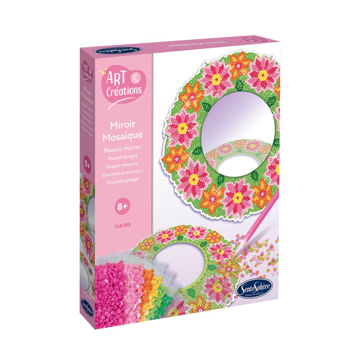 Make a mirror flower with diamond crystals