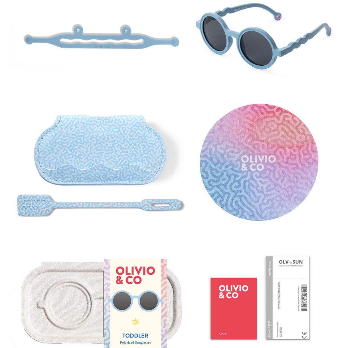Children's round sunglasses from 0 to 2 years. Color blue