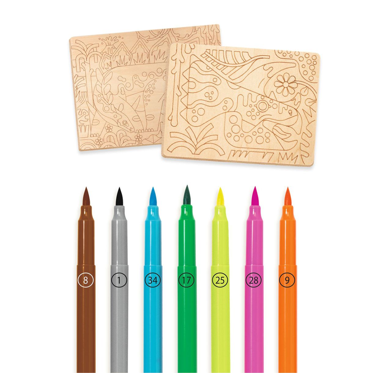 Комплект за оцветяване върху дърво динозаври