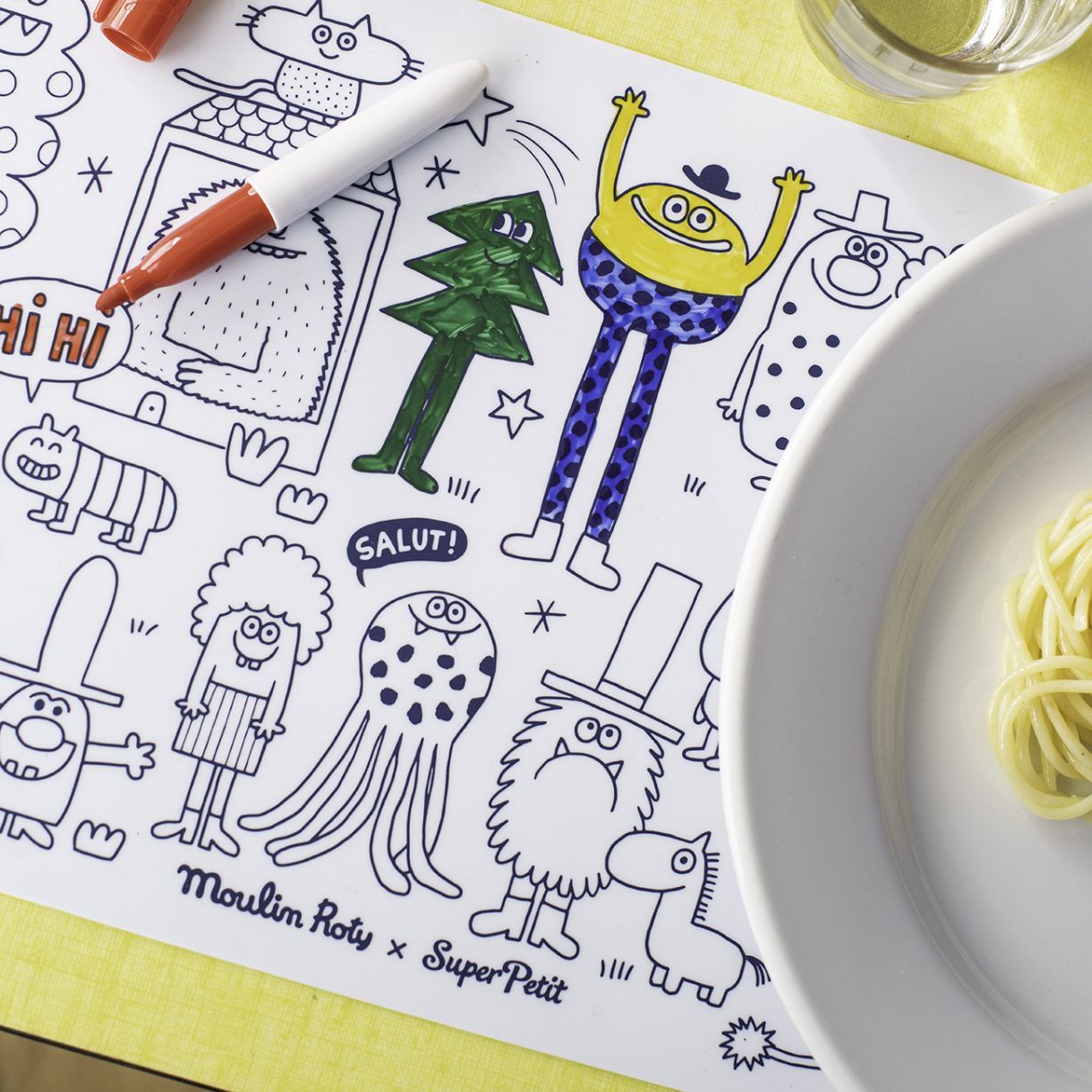 Mini silicone coloring set with 4 markers