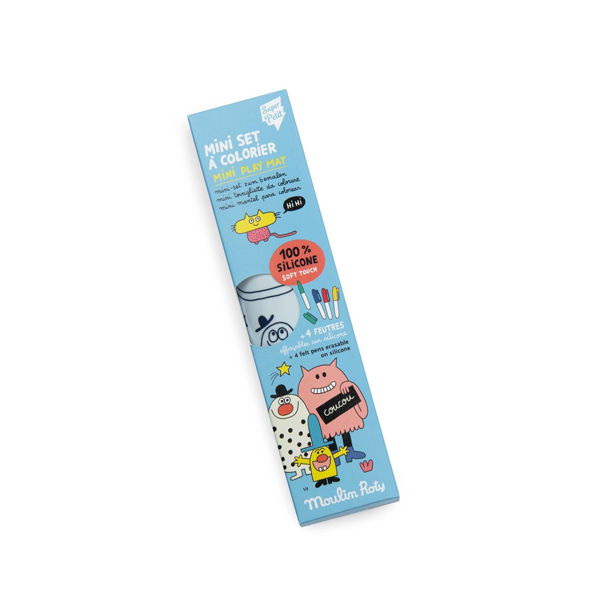 Mini silicone coloring set with 4 markers