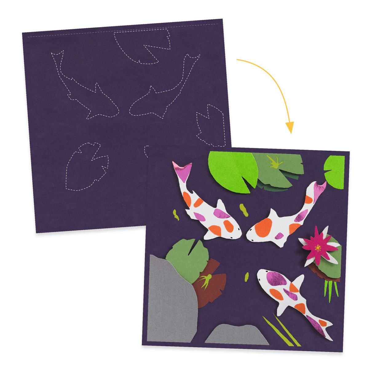 Make 3D paper paintings around the lake