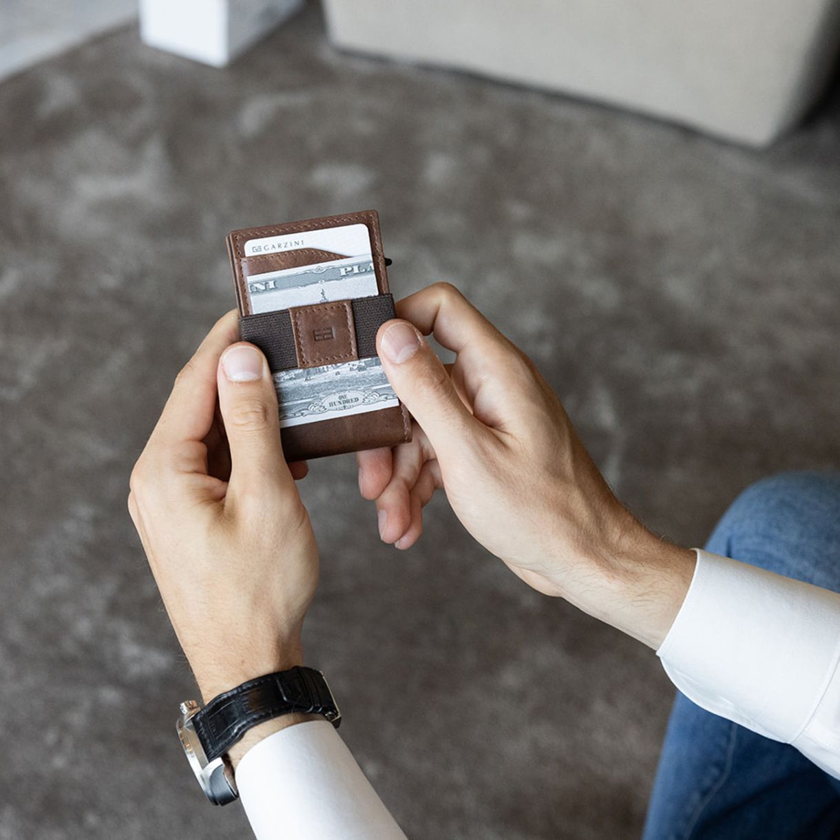 Портфейл за карти с прозрачен джоб за лична карта Цвят кафяво