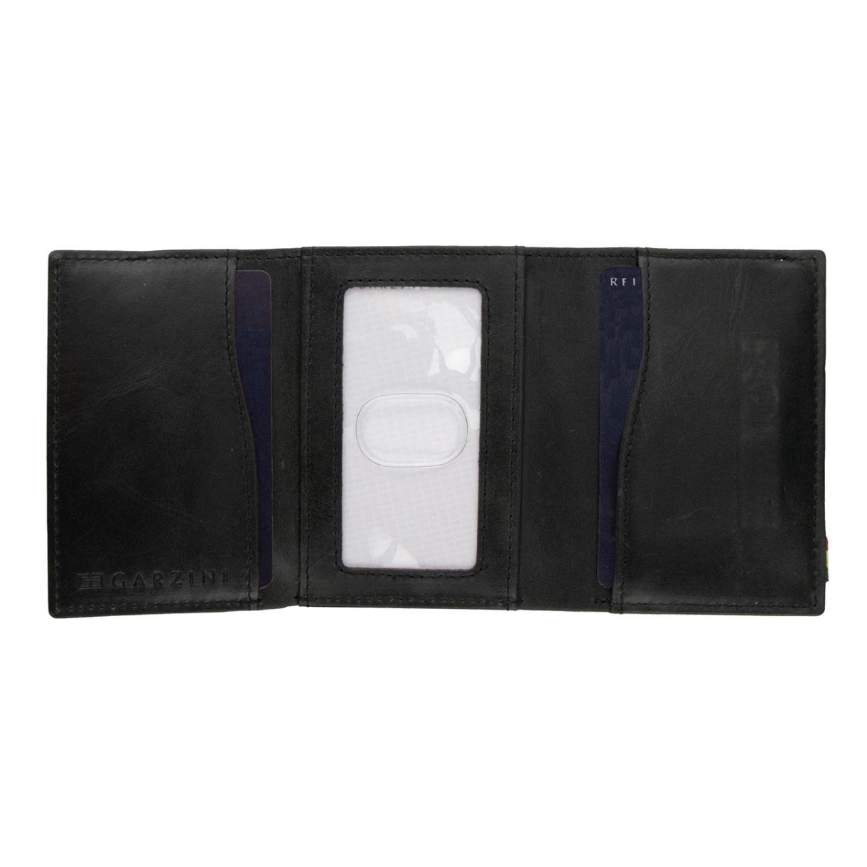 Портфейл Trifold с джоб за монети и 10 карти Цвят черно мат