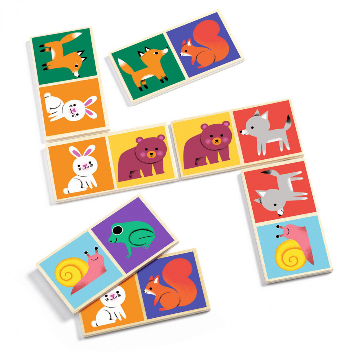 Wooden domino animals