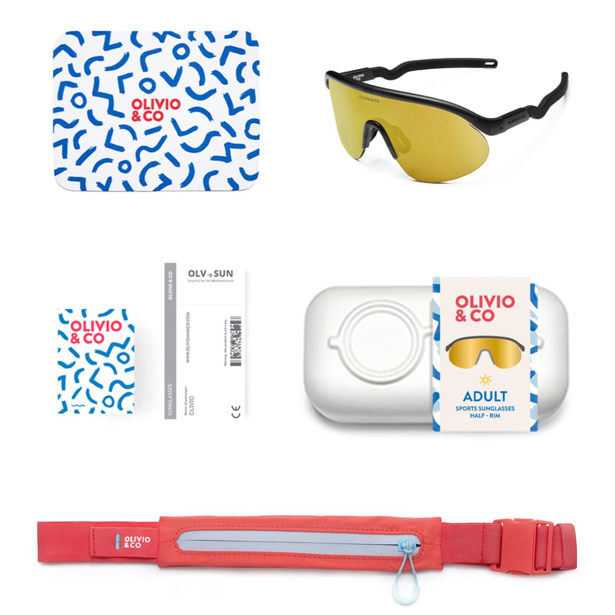 Sports sunglasses by Olivio&Co Gold color