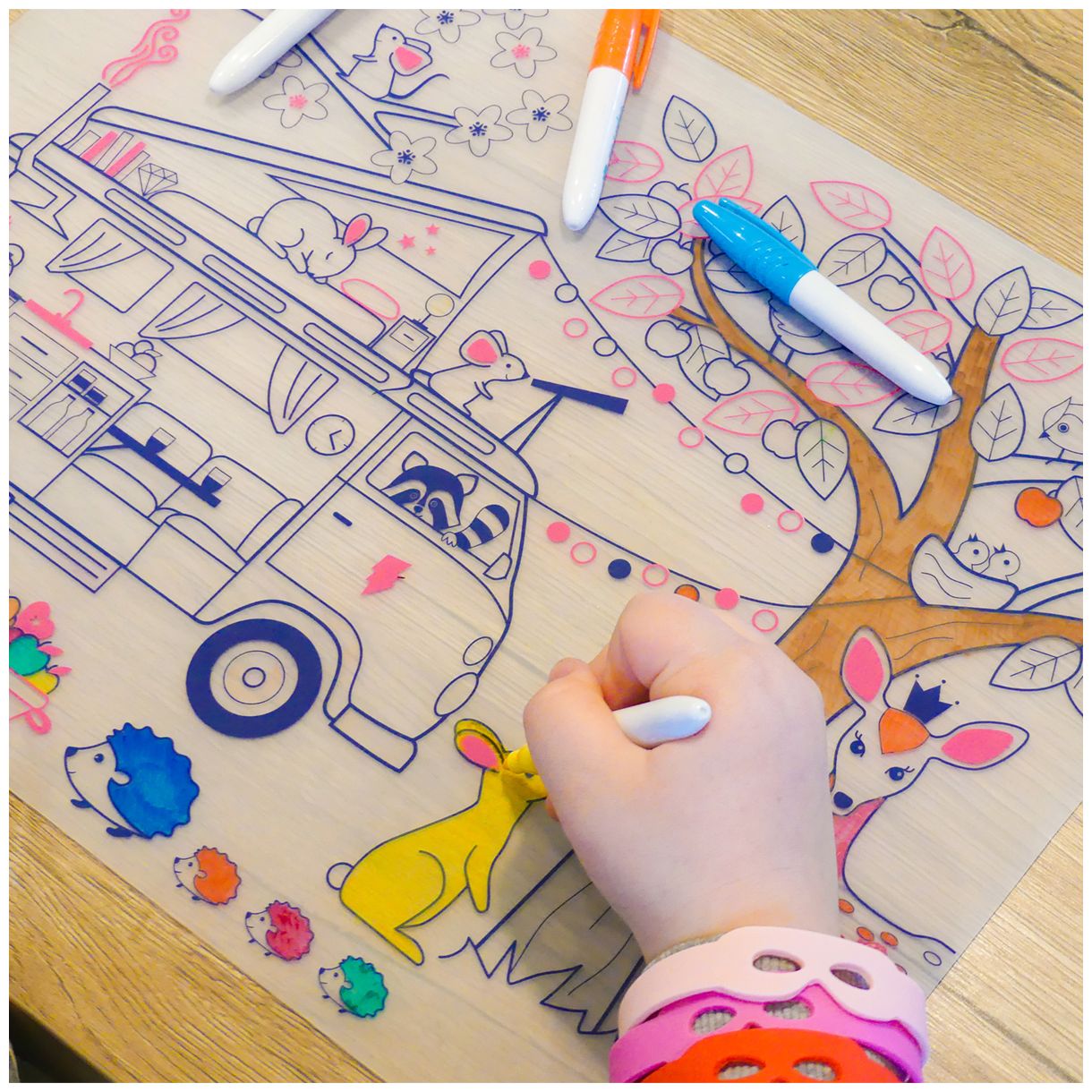 Silicone coloring pad with 5 markers van dream