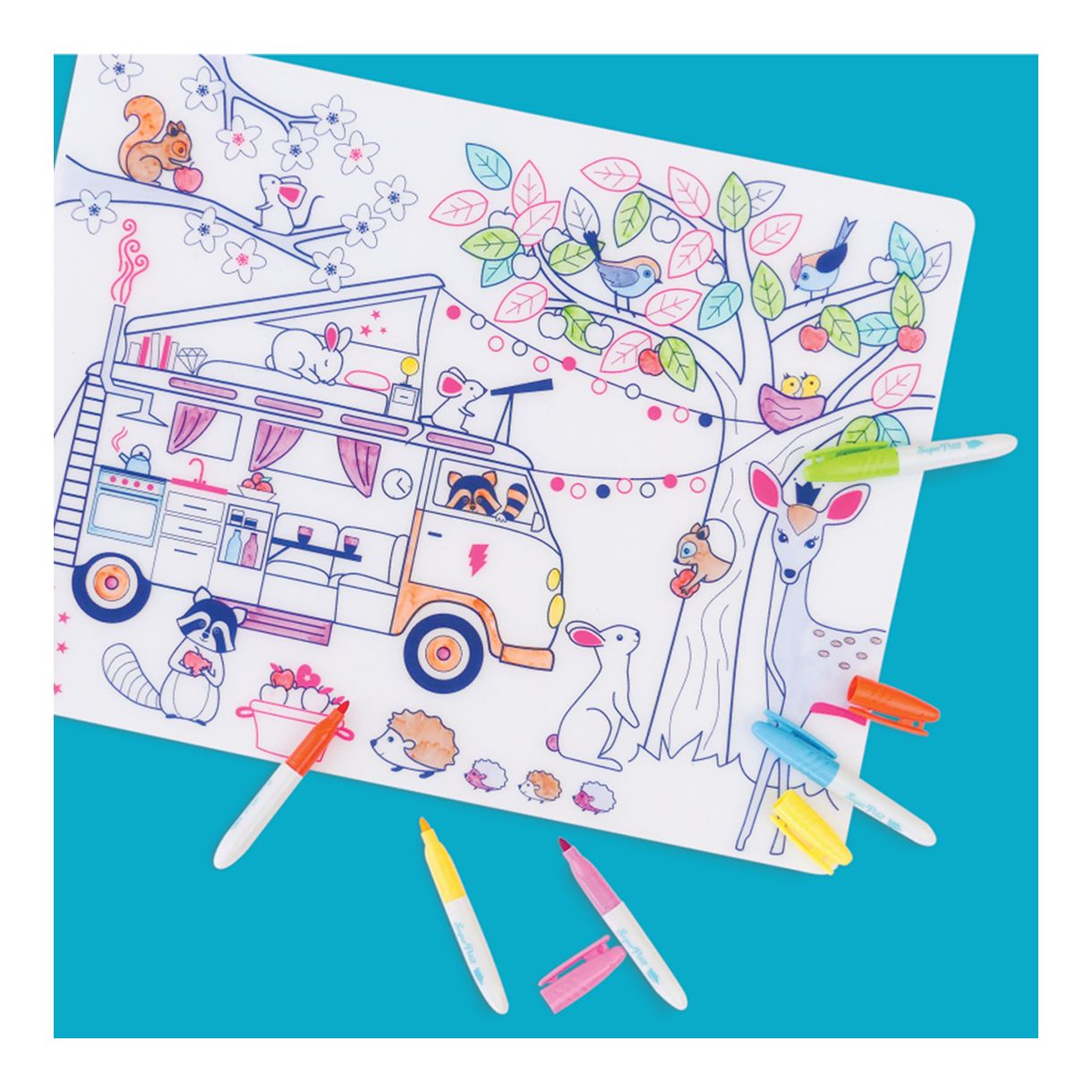 Silicone coloring pad with 5 markers van dream