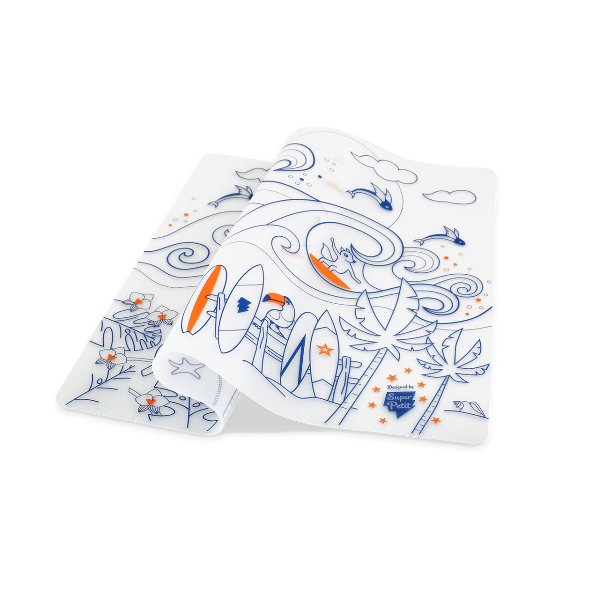 Silicone coloring pad with 5 markers and surf party bracelet
