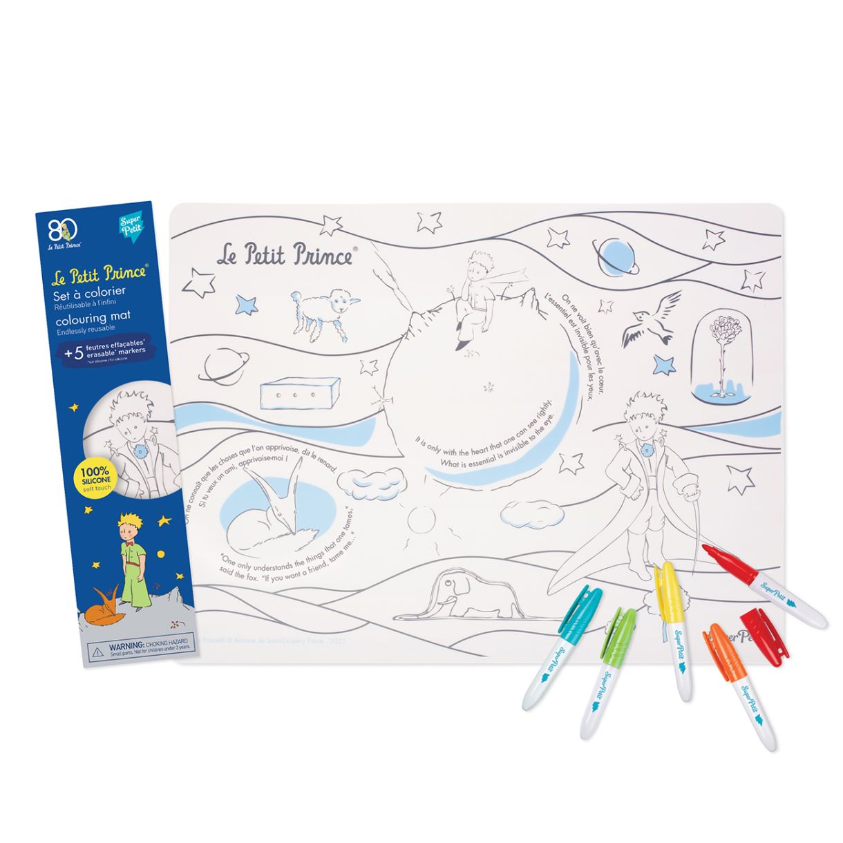 Silicone coloring pad with 5 markers The Little Prince