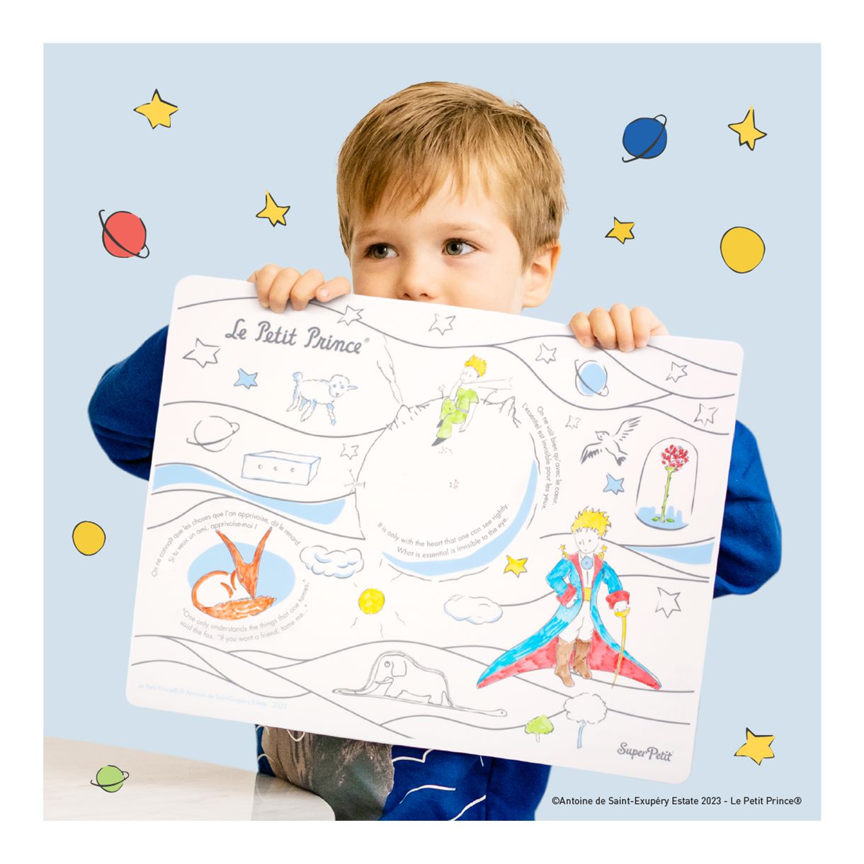 Silicone coloring pad with 5 markers The Little Prince