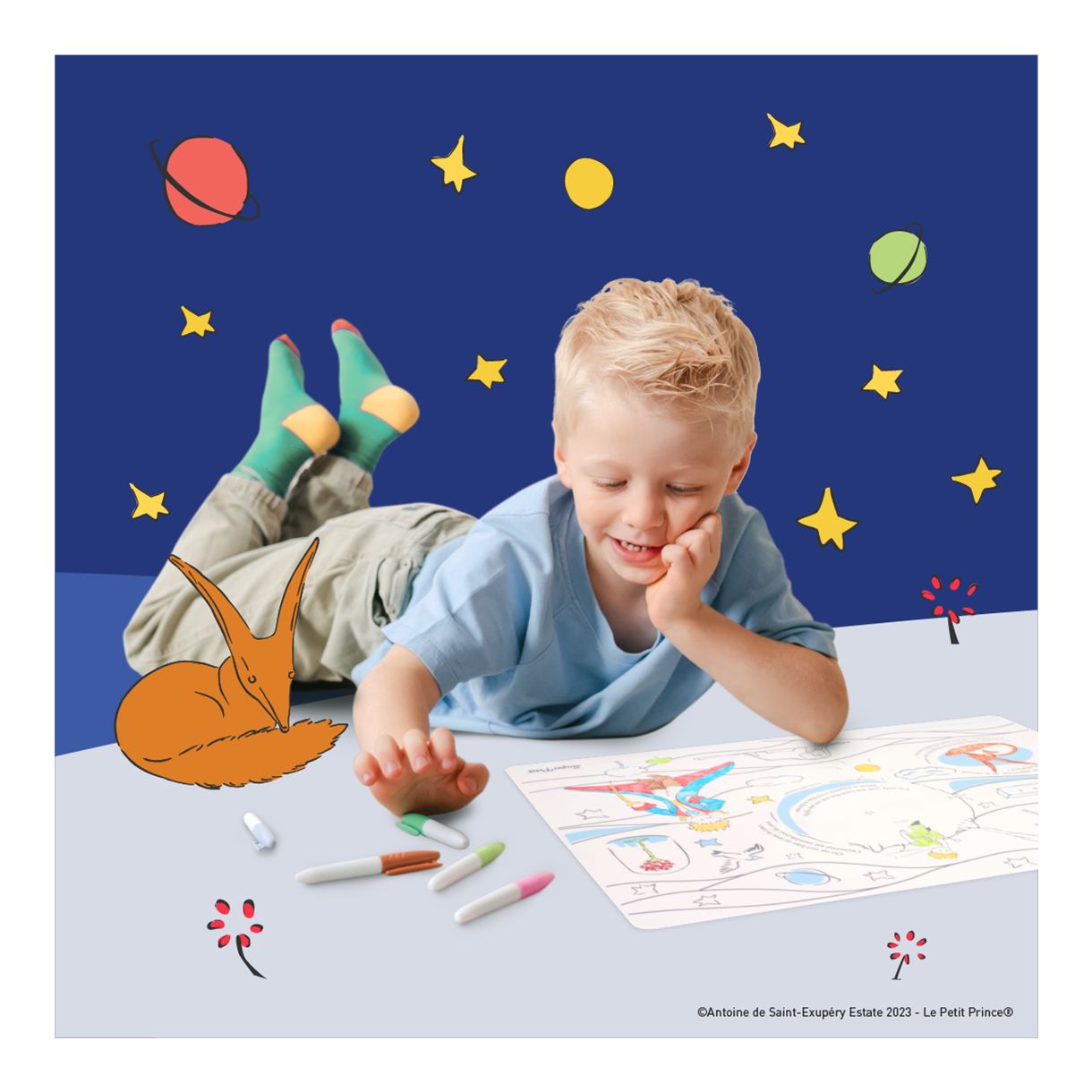 Silicone coloring pad with 5 markers The Little Prince