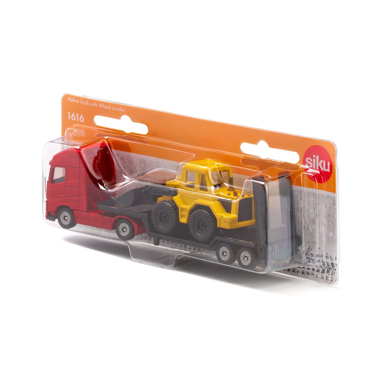 Toy truck with low trailer and excavator Siku